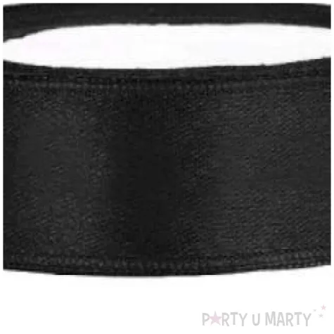 tasiemka satynowa czarna 12 mm 25 m