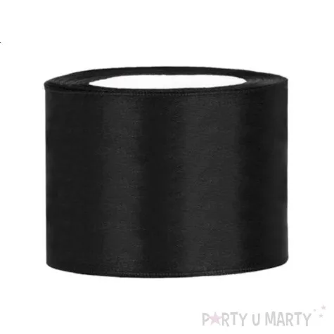 tasiemka satynowa czarna 50 mm 25 m