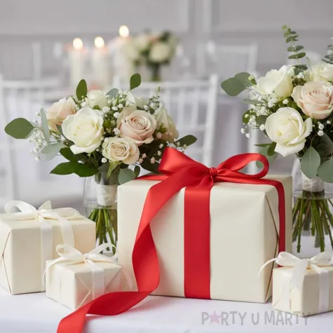 tasiemka satynowa dekoracyjna do prezentow na boze narodzenie swieta wesele urodziny czerwona 3 8mm