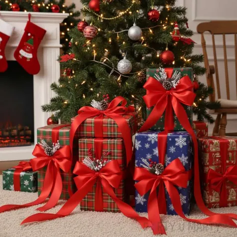 tasiemka satynowa dekoracyjna do prezentow na boze narodzenie swieta wesele urodziny czerwona 50mm