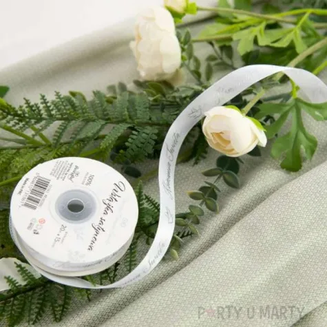 tasiemka satynowa komunia swieta golebice biala 20 m