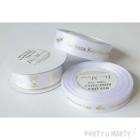 tasiemka satynowa komunia swieta kielich z hostia deco mariage 25 mm 22 m
