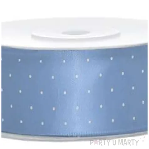 tasiemka satynowa kropki golebia ciemna partydeco 25 mm 25 m
