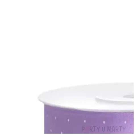 tasiemka satynowa kropki lawendowa partydeco 25 mm 25 m