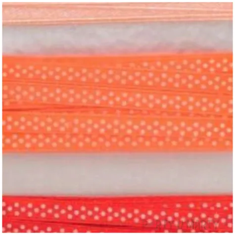 tasiemka satynowa kropki pomaranczowo czerwona aliga 6 mm 3 m