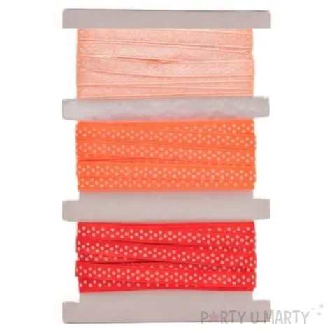 tasiemka satynowa kropki pomaranczowo czerwona aliga 6 mm 3 m