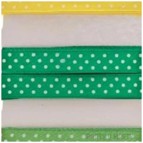 tasiemka satynowa kropki zielono zolta aliga 12 mm 3 m