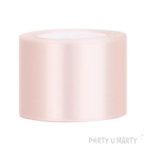 tasiemka satynowa lososiowa jasna 50 mm 25 m
