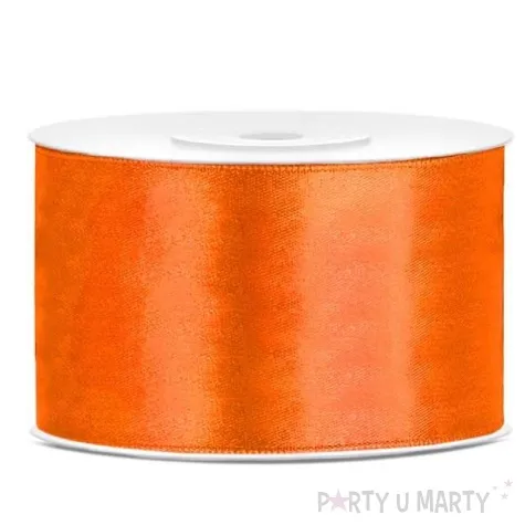 tasiemka satynowa pomaranczowa neonowa 38 mm 25 m