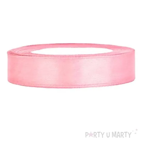 tasiemka satynowa rozowa jasna 12 mm 25 m