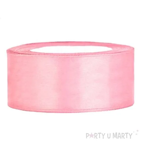 tasiemka satynowa rozowa jasna 25 mm 25 m