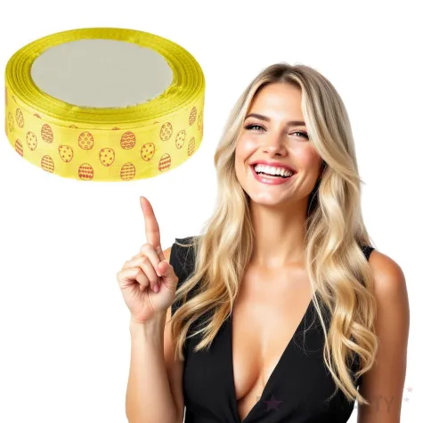 tasiemka satynowa swiateczna pisanki zolta brewis 25 mm 22 m