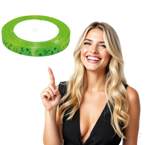 tasiemka satynowa swiateczna wielkanocna limonkowa brewis 12 mm 22 m