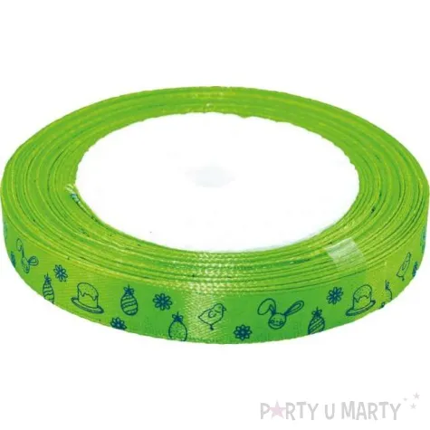 tasiemka satynowa swiateczna wielkanocna limonkowa brewis 12 mm 22 m