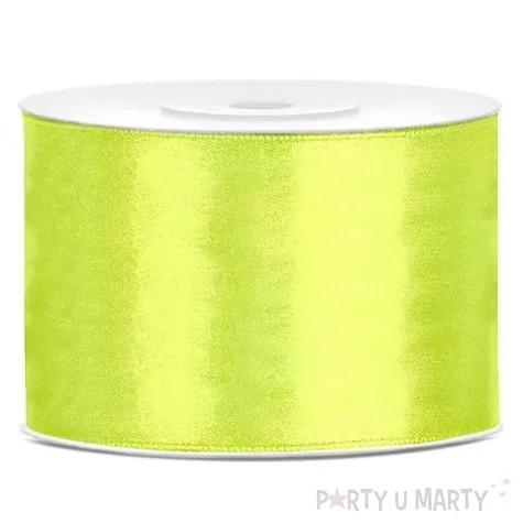 tasiemka satynowa zielony neonowy 50 mm 25 m