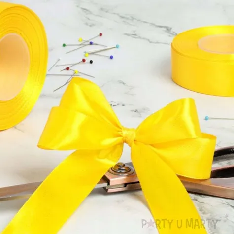 tasiemka satynowa zolta 12 mm 25 m