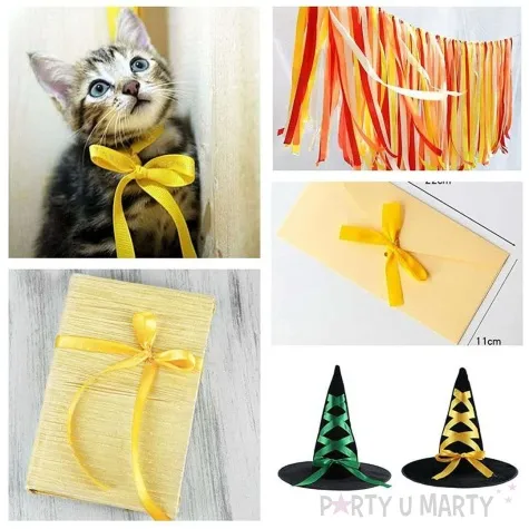 tasiemka satynowa zolta 6 mm 25 m