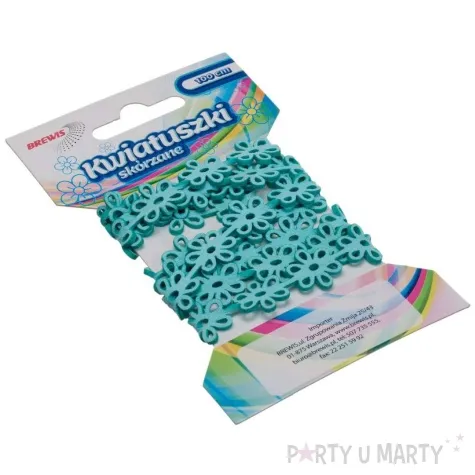 tasiemka skorzana kwiatki niebieski brewis 1 m