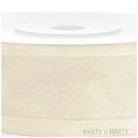 tasiemka szyfonowa z lamowka premium kremowa 25 mm 25 m