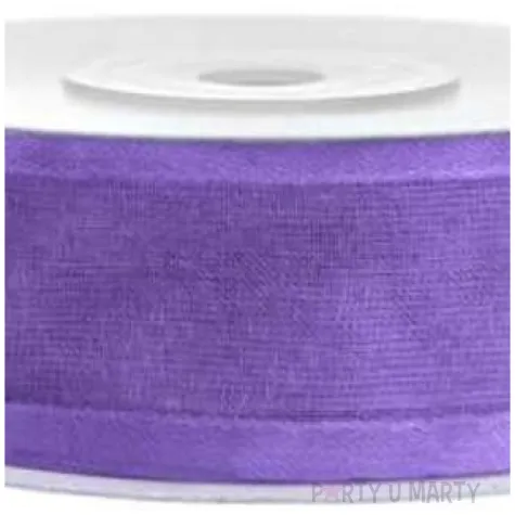 tasiemka szyfonowa z lamowka premium liliowa 25 mm 25 m
