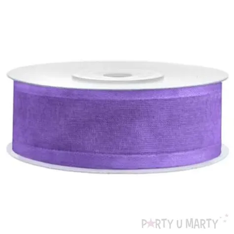 tasiemka szyfonowa z lamowka premium liliowa 25 mm 25 m