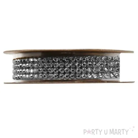 tasiemka z krysztalkami santex srebrna 15mm 1m