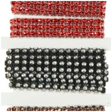 tasma dekoracyjna cyrkonie braz czerwono czarne aliga 1m