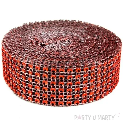 tasma dekoracyjna cyrkonie czerwone czakos 3cm 4 5m