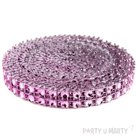 tasma dekoracyjna cyrkonie rozowe czakos 1cm 3m