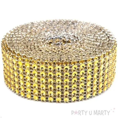 tasma dekoracyjna cyrkonie zlote czakos 3cm 4 5m