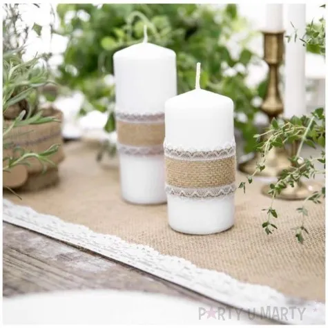 tasma dekoracyjna jutowa z koronka 2 brazowa partydeco 500 x 5 cm