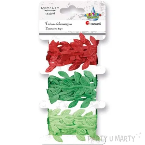 tasma dekoracyjna liscie mix titanum 4 5 m x 22 mm
