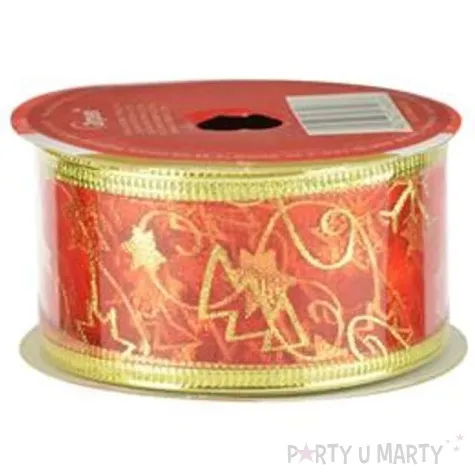 tasma dekoracyjna organza premium z drucikiem czerwona 3 8 270 cm arpex