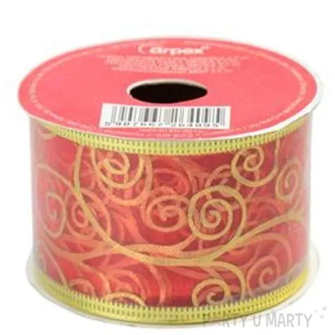tasma dekoracyjna organza premium z drucikiem czerwona 5 270 cm arpex
