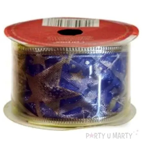 tasma dekoracyjna organza premium z drucikiem niebieska 5 270 cm arpex