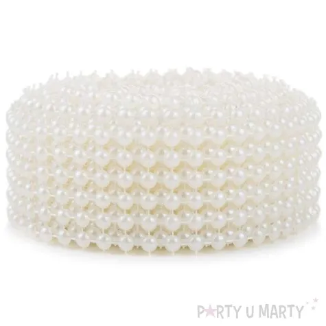 tasma dekoracyjna perelki kremowe czakos 3cm 4 5m