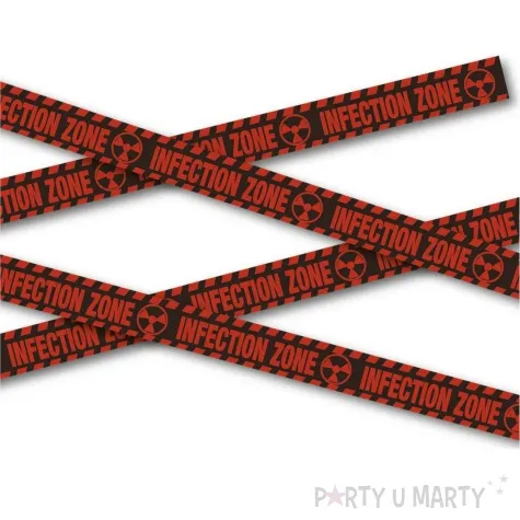 tasma party infection zone halloween czerwono czarny guirca 600 cm