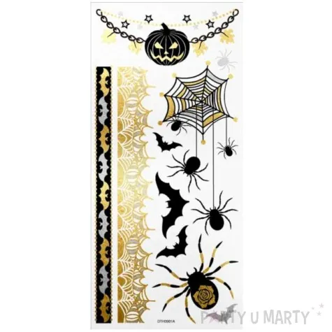 tatuaz wodny halloween pajaki i nietoperze metalizowany arpex