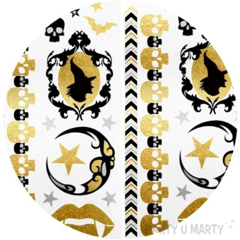 tatuaz wodny halloween wiedzmy i czaszki metalizowany arpex