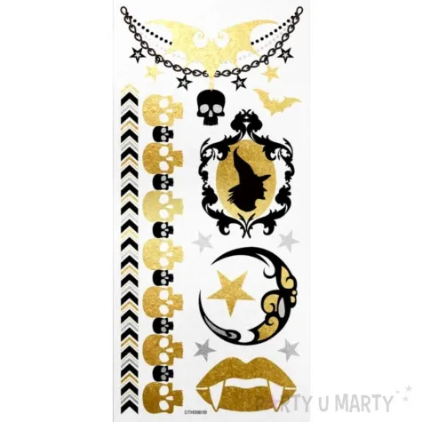 tatuaz wodny halloween wiedzmy i czaszki metalizowany arpex