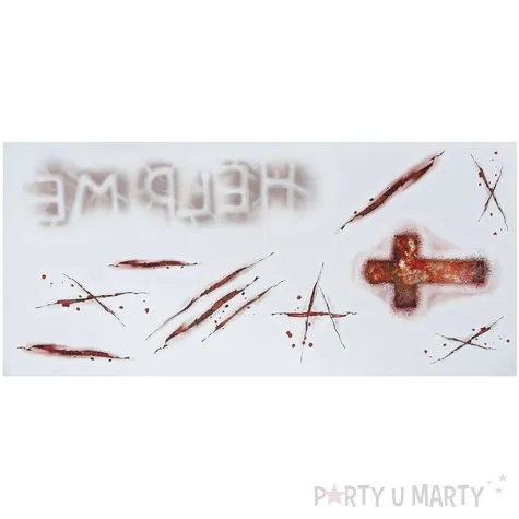 tatuaz wodny rana wydrapany krzyz czerwony guirca