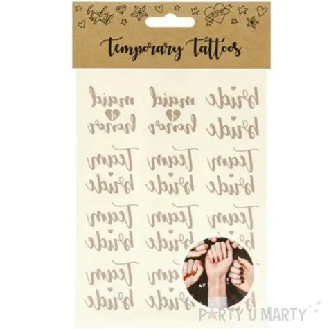 tatuaz wodny wieczor panienski team bride rozowo zloty partydeco 13 szt