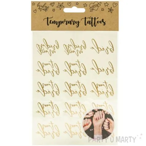 tatuaz wodny wieczor panienski team bride zloty metaliczny partydeco 15 szt