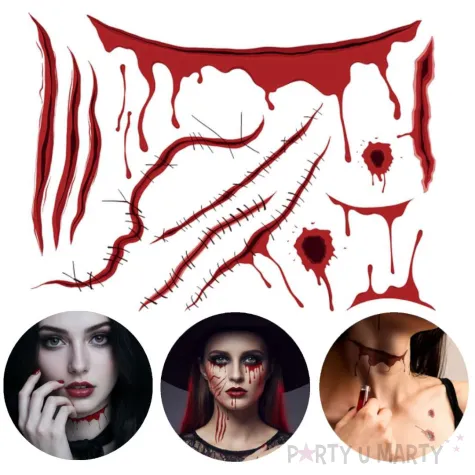 tatuaze zmywalne blizny rany mix partydeco 13 szt