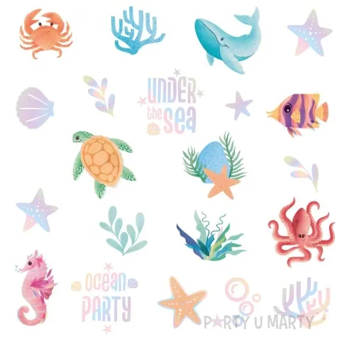 tatuaze zmywalne podwodne zwierzeta ocean partypal 21 szt