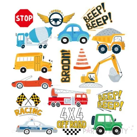 tatuaze zmywalne pojazdy miejskie budowa mix partypal 17 szt