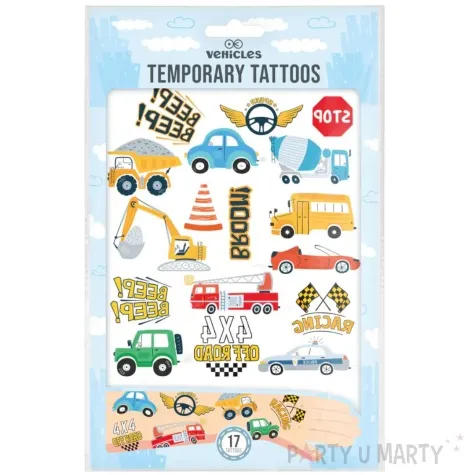 tatuaze zmywalne pojazdy miejskie budowa mix partypal 17 szt