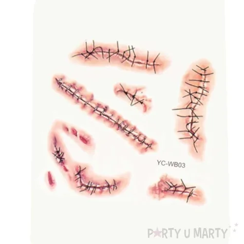 tatuaze zmywalne zszyta rana halloween kremowy arpex 5 szt