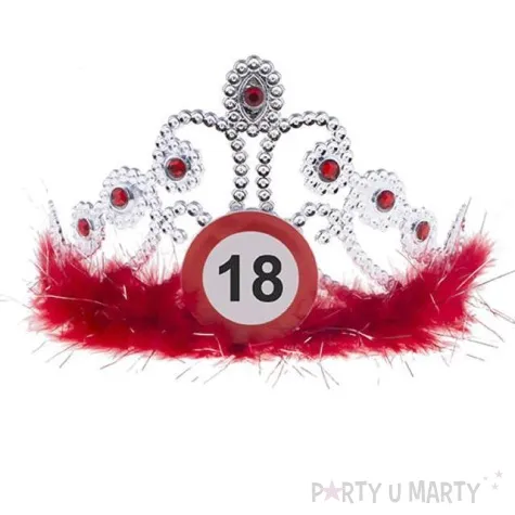 tiara urodziny 18 traffic birthday srebrno czerwona
