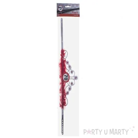 tiara urodziny 70 traffic birthday srebrno czerwona